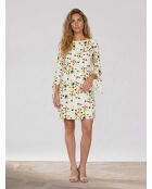 Cherie ecrufarbenes bedrucktes Kleid