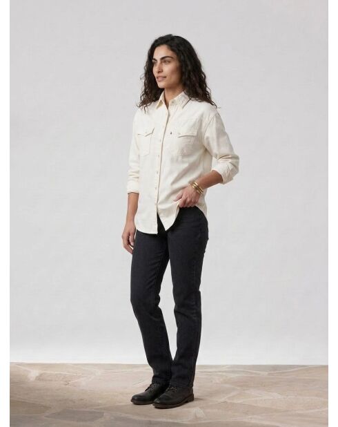 Dorsey XL Westernhemd aus ecrufarbener Baumwolle und Hanf