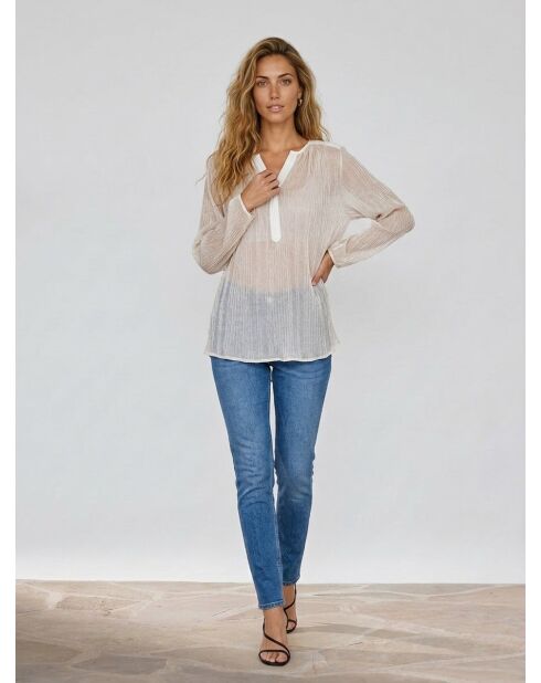 Weiße transparente Wegerichbluse