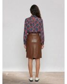 Bruin/blauwe blouse met print Livia