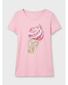 T-Shirt motif en sequins rose