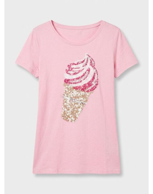 Pinkes T-Shirt mit Paillettenmuster