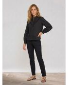 Bluse aus 100% Bio-Baumwolle mit schwarzer englischer Stickerei