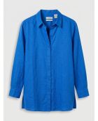 Camisa azul de manga larga de lino