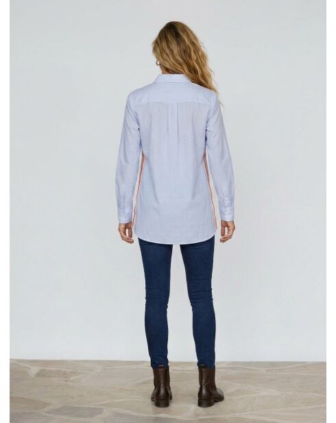 Blouse Popelin rayée bleue