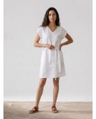 Weißes Kleid Doriana aus 100% Leinen