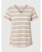 Mehrfarbiges azzurisches T-Shirt aus Leinen und Baumwolle