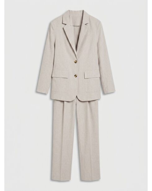 Beiger Blazer Marianne aus einer Leinenmischung