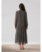 Schwarzes, bedrucktes, fließendes Maxikleid