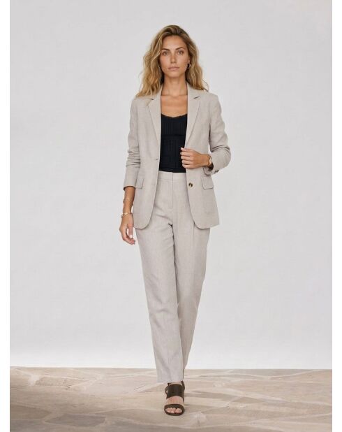 Beiger Blazer Marianne aus einer Leinenmischung