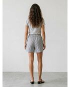 Graue gestreifte Leinenshorts