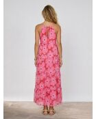 Rosa bedrucktes Kontrollkleid