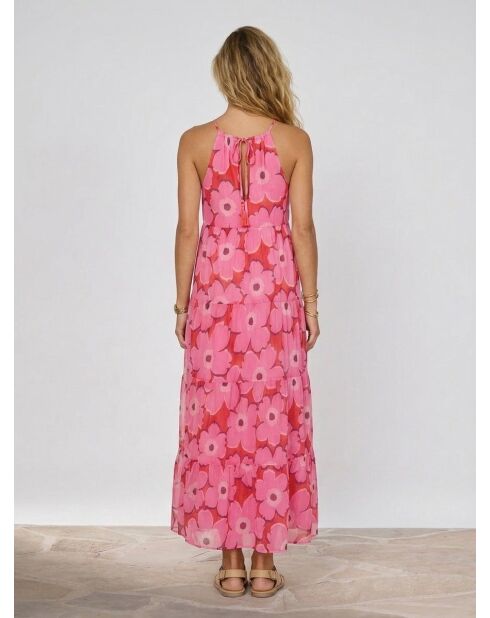 Rosa bedrucktes Kontrollkleid