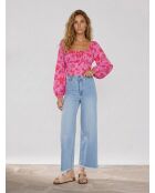 Kurzes Top mit lila/roten Blumen