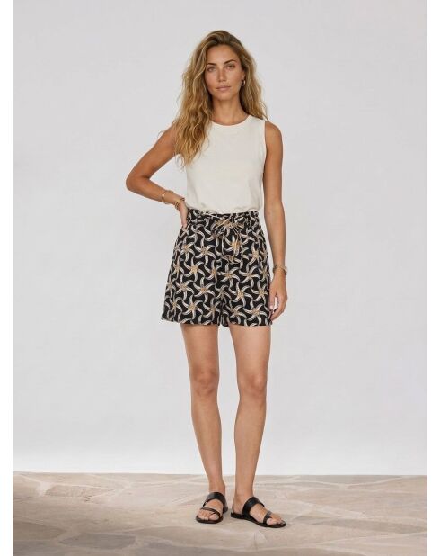 Zwarte korte broek met zeesterprint