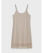 Beiges Kleid mit Spitzensockel