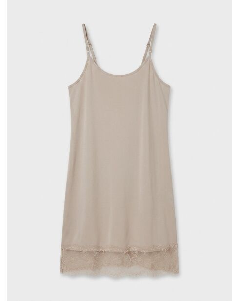 Beiges Kleid mit Spitzensockel