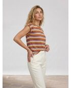 T-Shirt en Lin & Coton Fanny à rayures terre