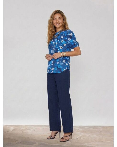 Blaues bedrucktes Top Jiada