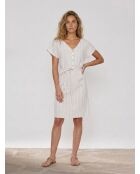 Cianelle ecrufarbenes gestreiftes kurzes Kleid
