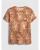 Braunes T-Shirt mit Korallendruck
