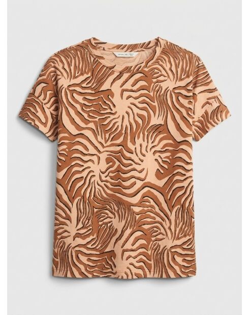 Bruin t-shirt met koraalprint