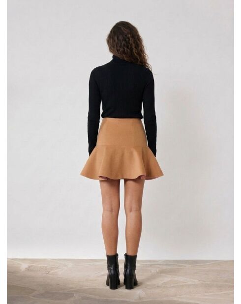 Rok van wolmix van camel-gabardine