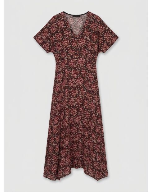Vestido Soan en mezcla de seda con estampado de estrellas rojas/negras
