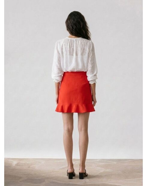 Geborduurde blouse van Laure in gebroken witte ton sur ton