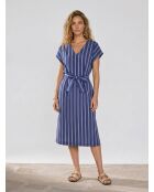 Limas gerades und gestreiftes dunkelblaues Midikleid