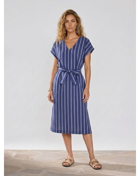 Vestido midi liso y a rayas azul oscuro Lima