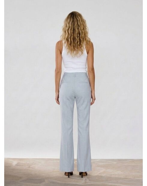 Pantaloni blu in tessuto fiammato