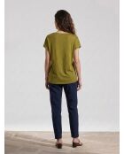 Khakifarbenes Rastrapi T-Shirt aus 100% Leinen