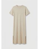 Beiges Kleid Nanou aus Leinen und Baumwolle