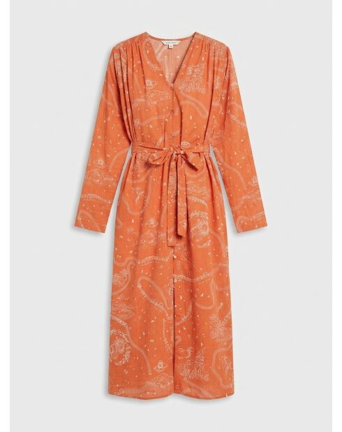 Vestido largo estampado naranja
