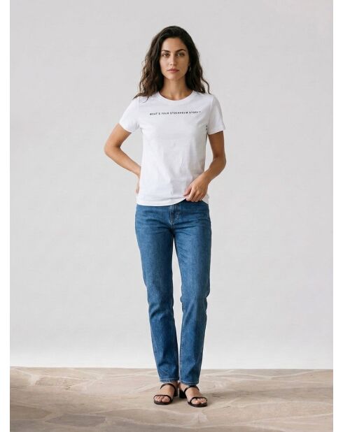 T-Shirt en Coton inscription Stockholm blanc
