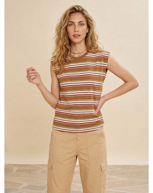 Camiseta Fanny Camel de lino y algodón
