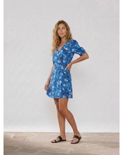Blaues bedrucktes Kleid Vivienne