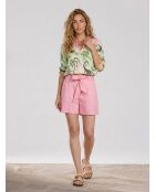 Roze korte broek van 100% linnen