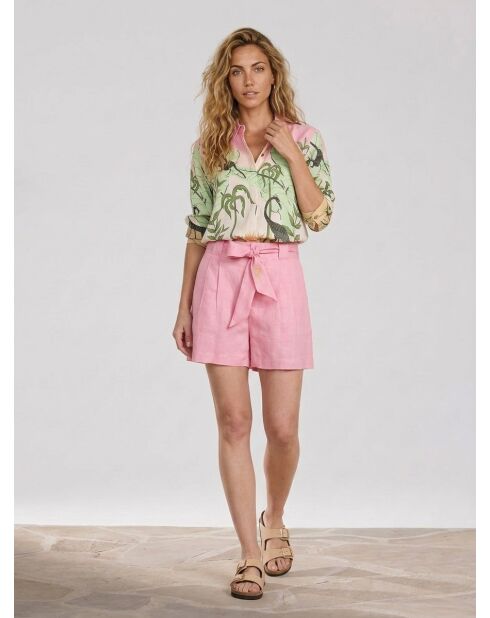 Roze korte broek van 100% linnen