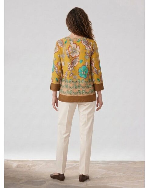 Blusa de algodón estampada amarilla Calcuta