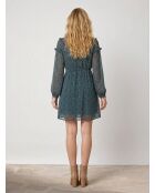 Odette tannengrünes bedrucktes Kleid