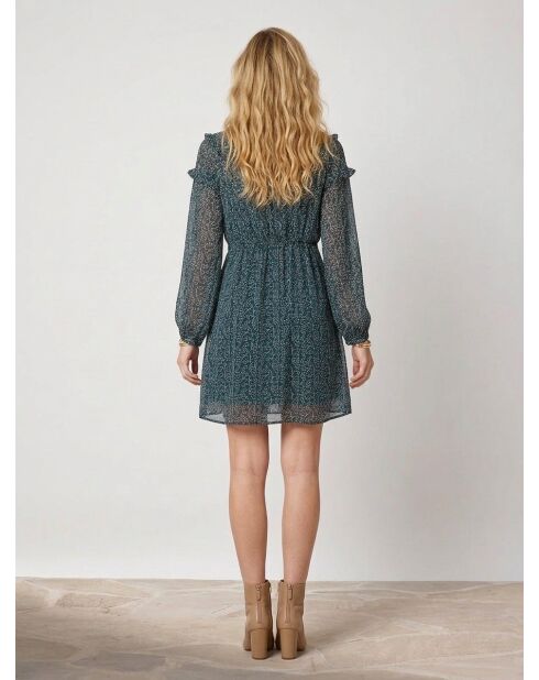 Odette tannengrünes bedrucktes Kleid