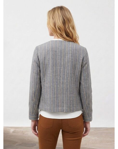 Danila marineblaue gestreifte Jacke aus Wollmischung