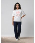 Lockeres ecrufarbenes T-Shirt aus 100% Bio-Baumwolle