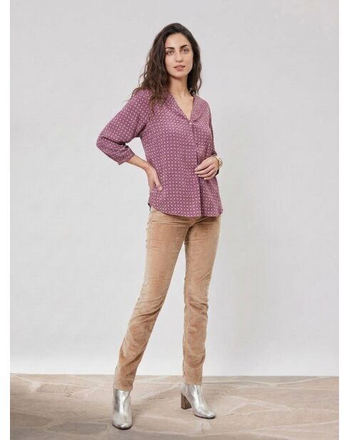 Rood/veelkleurige blouse met geometrisch patroon