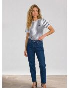 Atoby ecru/blaues T-Shirt