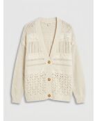 Ausgefallener Cardigan aus Leinenmischgewebe in Ecru