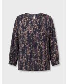 Blusa fluida con motivo multicolore e cut-out