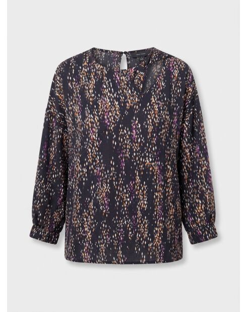 Blusa fluida con motivo multicolore e cut-out